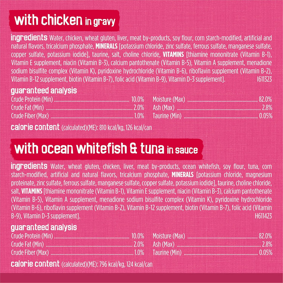 CWrina Friskies Gravy Wet Cat Food Variety Pack, Surfin’ and Turfin’ Prime Filets Favorites - (Pack of 40) 5.5 oz. Cans