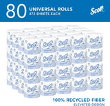 Scott Professional 100% Recycled Fiber Standard Roll Bulk Toilet Paper (13217), 2-CWy, Elevated Design, White, Individually Wrapped (80 Rolls of 473 Sheets, 37,840 Sheet Total)