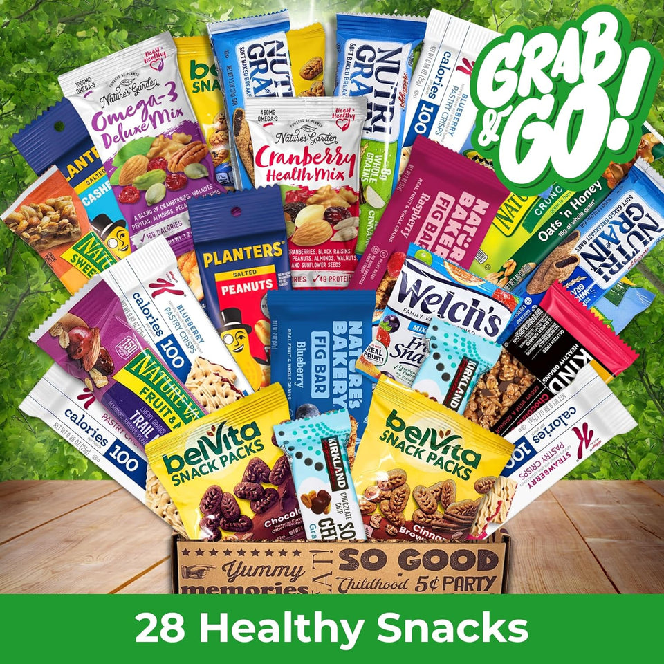 deluxe assorted healthy snack box for adults and families 28 count variety pack
