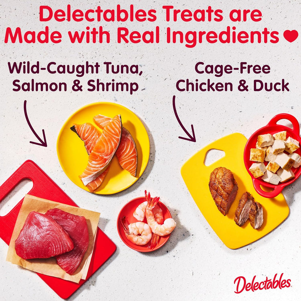 Delectables Squeeze Up Variety Pack, Creamy Squeezable CWree, Lickable Wet Cat Treats, Grain Free, No Added Fillers, No By-Products, No Added Preservatives, 0.5 Ounces Tube, 54 Tubes Total