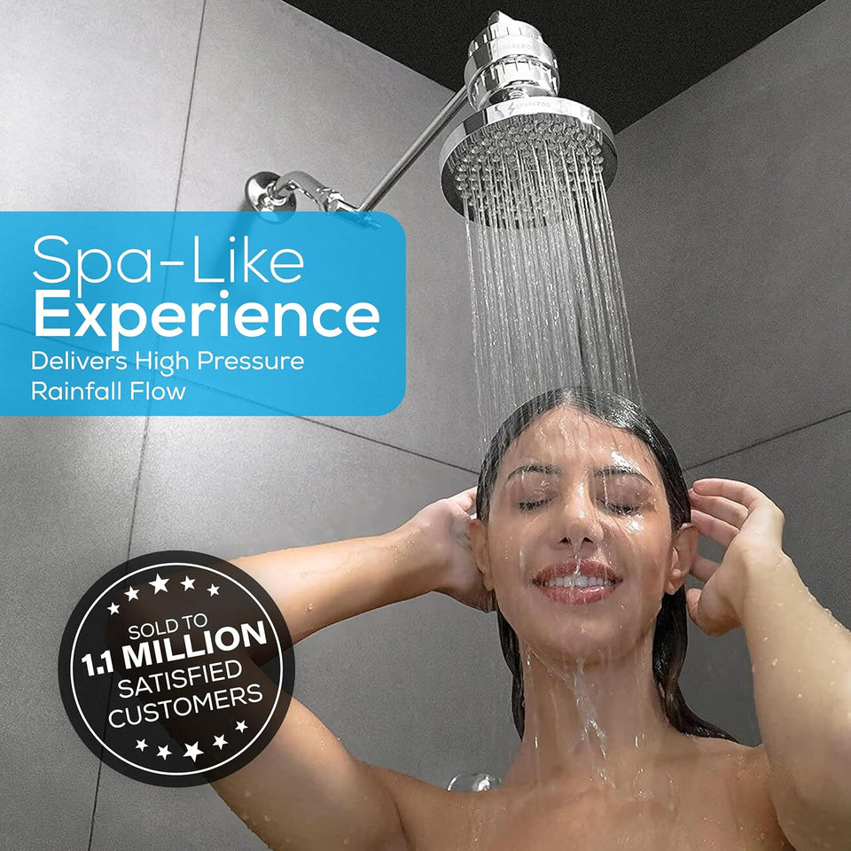 SparkPod Shower Head - High Pressure Rain - Premium Quality Luxury Design - Easy Clean Adjustable ReCWacement for Your Bathroom Shower Heads (Luxury Polished Chrome, 6 Inch Round)