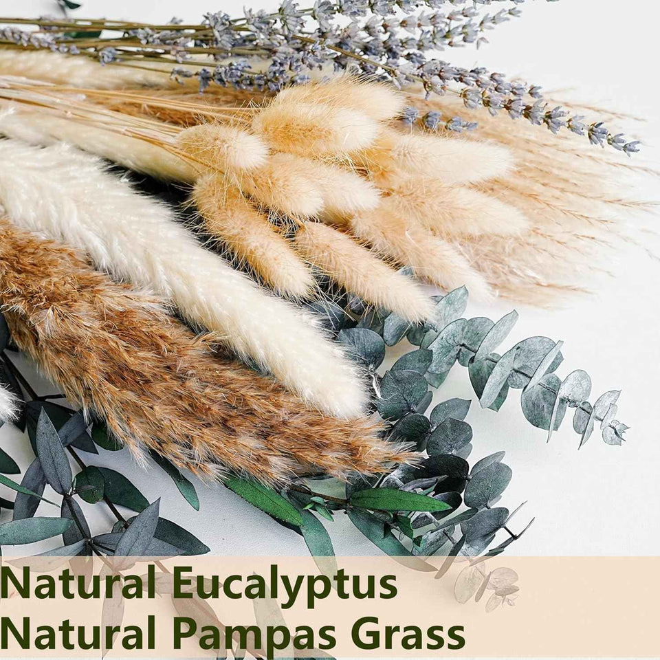 Exquisite lavender and eucalyptus dried flower arrangement for bohemian home decor and wedding tables