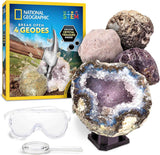 National Geographic Break Open 10 Premium Geodes – Includes Goggles & 2 Display Stands - Great STEM Science Kit, Geology Gift for Kids, Break Your Own Geodes with Crystals