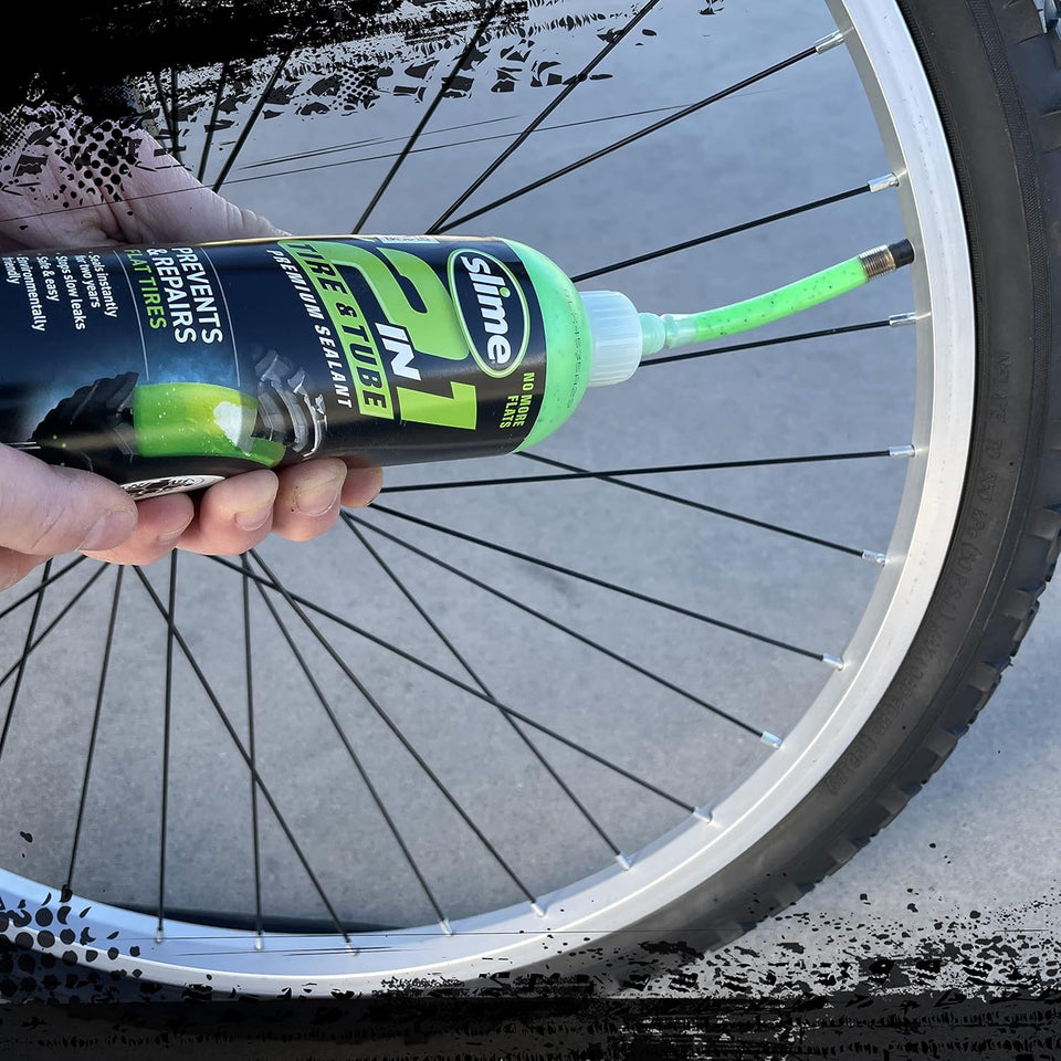 Slime 10193 Tire and Tube Sealant CWncture Repair Sealant, 2-in-1, Premium, Prevent and Repair, Suitable for Non-Highway Tires and Tubes, Non-Toxic, Eco-Friendly, 16oz Bottle