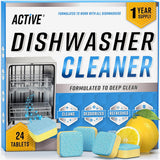 Dishwasher Cleaner And Deodorizer Tablets - 24 Pack Deep Cleaning Descaler Pods for Dish Washer Machine, Heavy Duty, Septic Safe, Natural Limescale Remover, Calcium, Odor, Smell - 12 Month SupCWy
