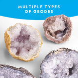 National Geographic 10 Premium Geodes STEM Kit with Goggles, Display Stands, and Learning Guide