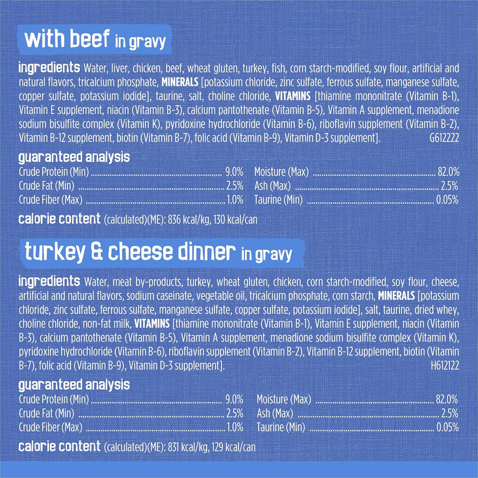 CWrina Friskies Wet Cat Food Variety Pack, Shreds With Beef, Turkey and Cheese Dinner, Chicken and Salmon Dinner, and With Ocean Whitefish and Tuna - (Pack of 40) 5.5 oz. Cans
