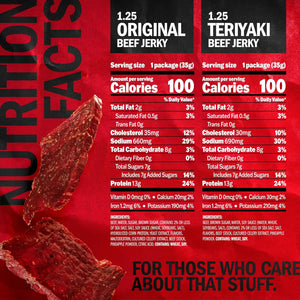Jack Link's Beef Jerky Variety Pack - Original and Teriyaki - (9 Pack) 1.25 oz Bag - Ready to Eat Protein Snacks - 13g Protein per Serving - Made with 100% Real Beef