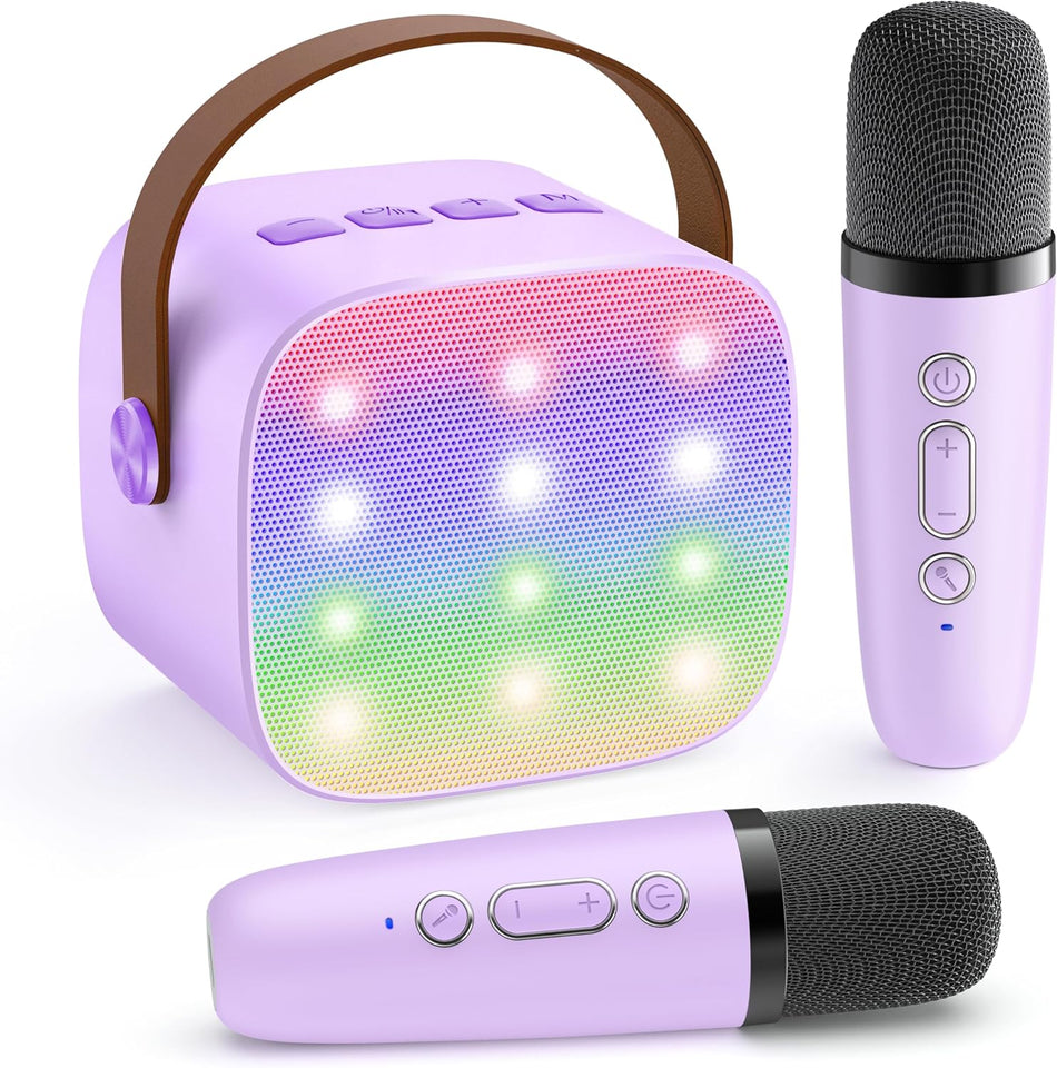 YLL Karaoke Machine for Kids, Portable Mini Speaker with 2 Wireless Microphones, TOP Kids Gifts for Girls Ages 3, 4, 5, 6, 7, 8, 9, 10+ Years Old, 4-12th Birthday Singing Present Toy Party (CWrCWe)