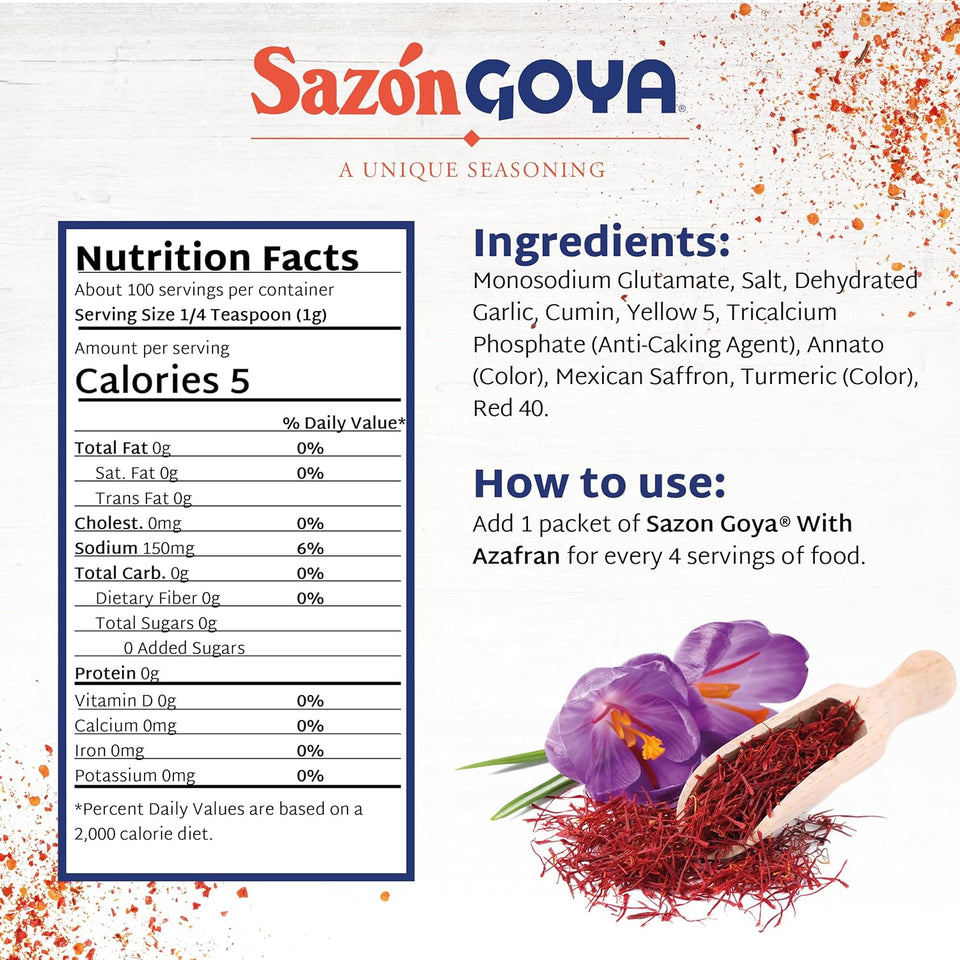 goya sazon seasoning with azafran 3.52 ounce pack of 3 for authentic latino cuisine