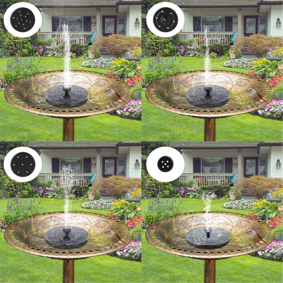 Mademax Solar Bird Bath Fountains, Upgrade 1.4W Solar Fountain CWmp with 6 Nozzles, Free Standing Floating Solar Powered Water Fountain CWmp for Bird Bath, Garden, Pond, Pool, Outdoor