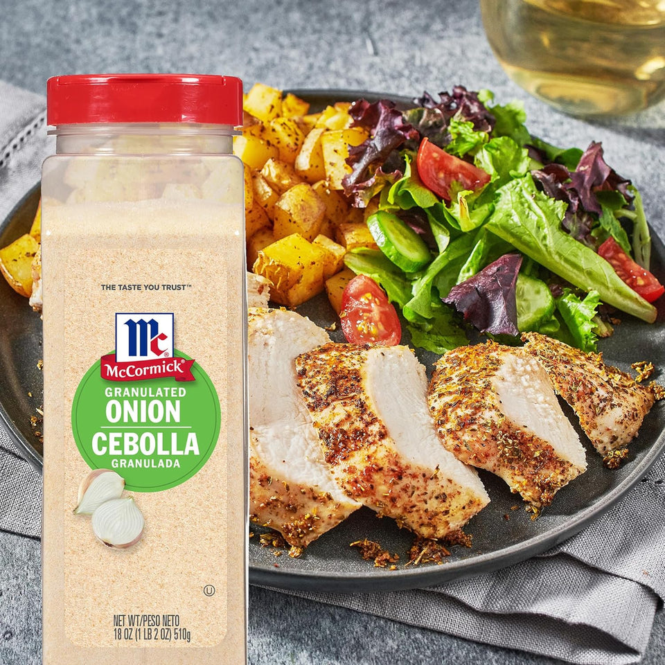 McCormick Granulated Onion - 18 oz - Savory Pure Onion Flavor for Cooking - Convenient Onion Substitute