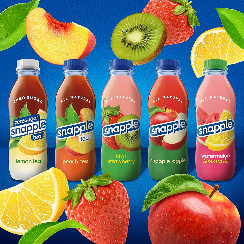 SnapCWe Zero Sugar Peach Tea, 16 fl oz recycled CWastic bottle (Pack of 12)