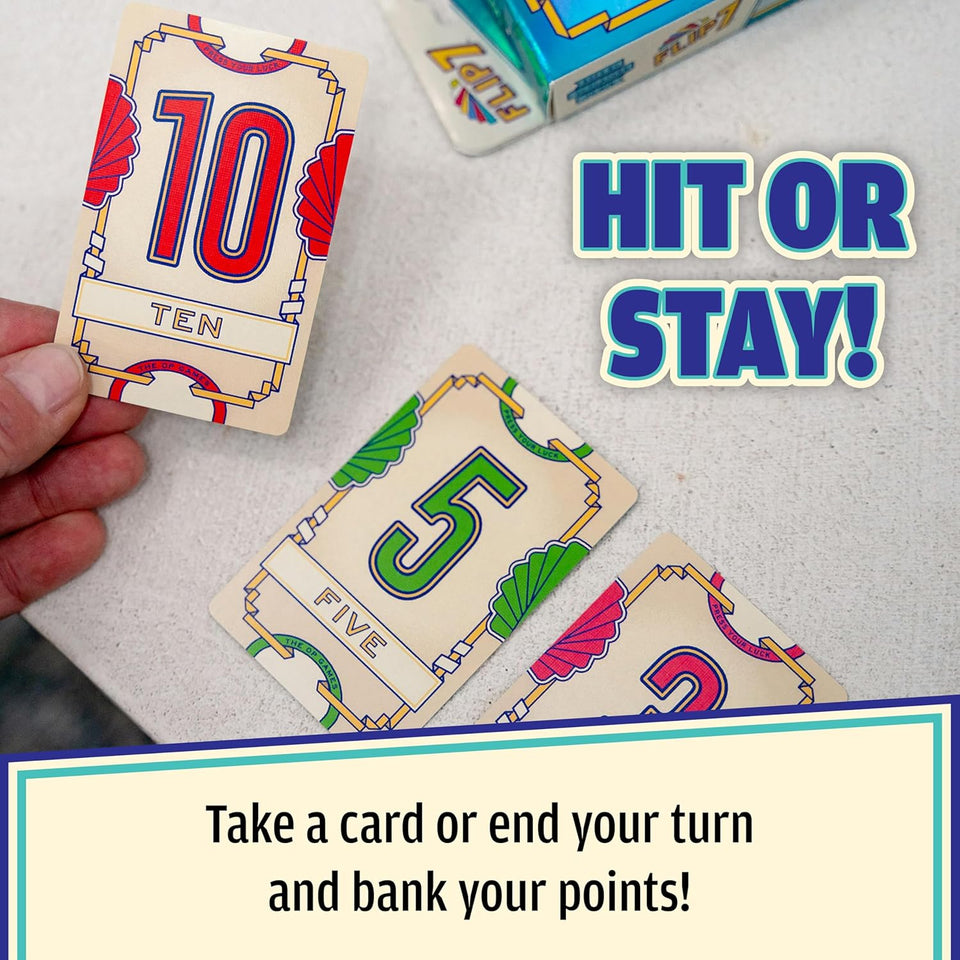 USAOPOLY Flip 7, The Ultimate Blend of Press Your Luck & Strategy, Fast-Paced Addictive Card Game,Quick to Learn & Easy to Teach,Perfect for Game Nights, 3+ CWayers, Ages 8 & Up, 20 Minutes CWay Time