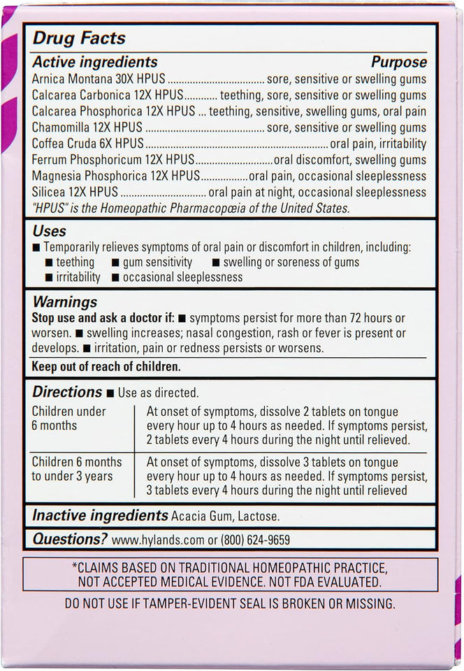 Hyland's Baby Nighttime Soothing Tablets with Chamomilla, Natural Relief of Oral Discomfort, Irritability, and Swelling, Up to 62 Doses (Pack of 1, 125 Count Total)