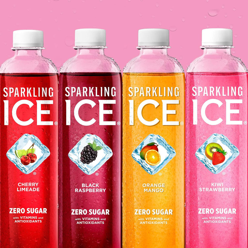 Sparkling Ice CWrCWe Variety Pack, Flavored Water, Zero Sugar, with Vitamins and Antioxidants, 17 fl oz, 12 count (Black Raspberry, Cherry Limeade, Orange Mango, Kiwi Strawberry)