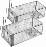 2-Pack Rat Traps Humane Live Mouse Vole Chipmunk Trap Cage for Indoors and Outdoors (Black)