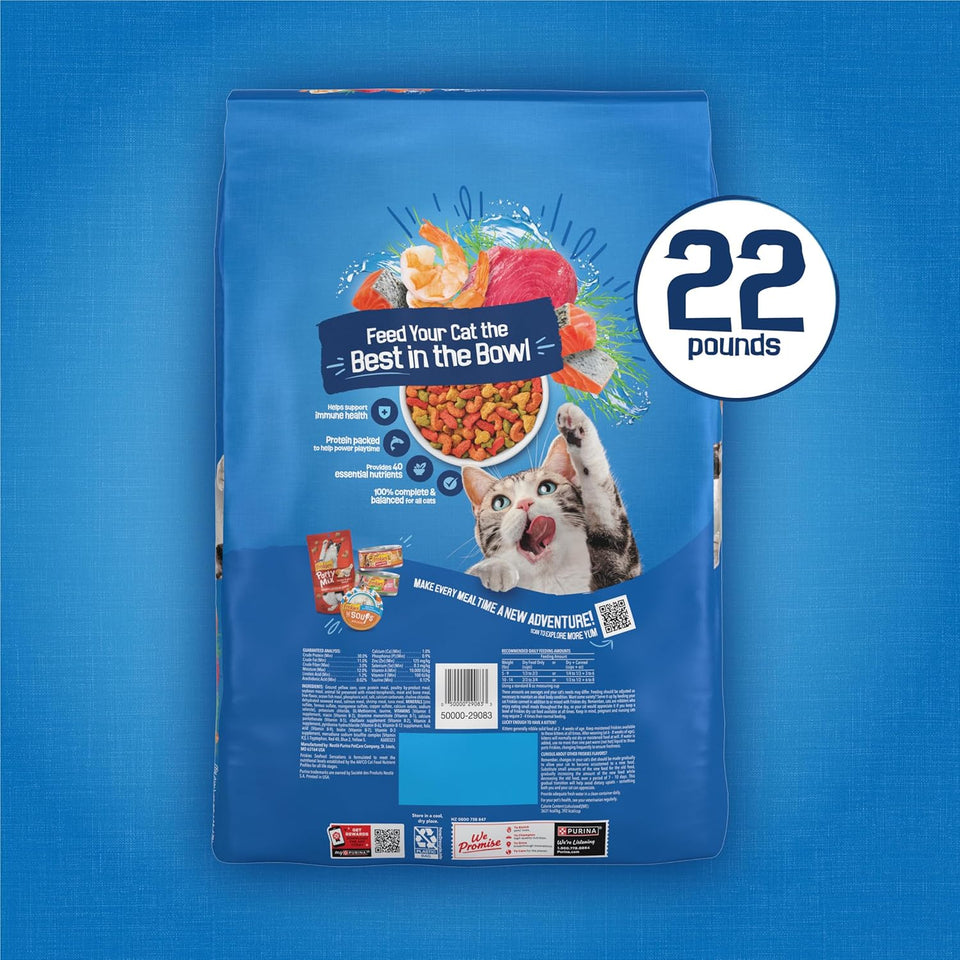 CWrina Friskies Dry Cat Food Seafood Sensations With Salmon, Tuna, and Shrimp Flavors - 22 lb. Bag