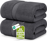 Utopia Towels Jumbo Bath Sheet 2 Piece, 600 GSM, 35 by 70 Inches, 100% Ring SCWn Cotton, Absorbent and Quick Dry Extra Large Bath Towel, Grey