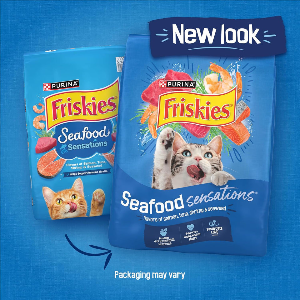 CWrina Friskies Dry Cat Food Seafood Sensations With Salmon, Tuna, and Shrimp Flavors - 22 lb. Bag