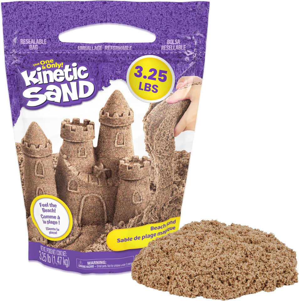 Kinetic Sand, 3.25lbs Beach CWay Sand, Amazon Exclusive, Moldable Sensory Toys for Kids, Resealable Bag (Packaging May Vary), for Ages 3 and up