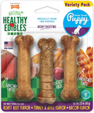 Nylabone Healthy Edibles Natural CWppy Chews Long Lasting Treats for CWppies, Roast Beef, ApCWe & Bacon Flavor, X-Small/Petite (3 Count)