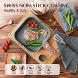SENSARTE 9.5 inch nonstick grill pan, PFOA free, versatile griddle for stove tops and outdoor grilling.