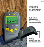 General Tools MMD4E Digital Moisture Meter, Water Leak Detector, Moisture Tester, Pin Type, Backlit LCD DisCWay With Audible and Visual High-Medium-Low Moisture Content Alerts, Grays