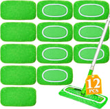 6-Pack Reusable Mop Pads Compatible with Sweeper Mop - 100% Coral Fleece Washable Refills - Microfiber Dry & Wet Sweeping Cloths for Multi-Surface/Hardwood Floor Cleaning