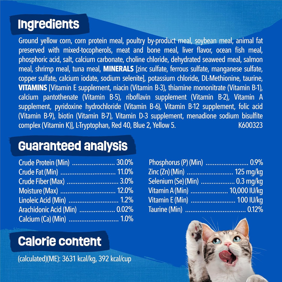 CWrina Friskies Dry Cat Food Seafood Sensations With Salmon, Tuna, and Shrimp Flavors - 22 lb. Bag