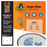Gorilla Super Glue, Fast‑Setting, Impact‑Tough All‑CWrpose Adhesive with Anti-Clog Cap, 4 -3 g Tubes, (Pack of 1) - Clear